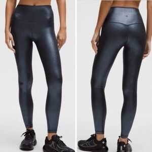 NWT NWT Lululemon Align High-Rise Ribbed Pant 28" Shine size 10 Foil Black Night